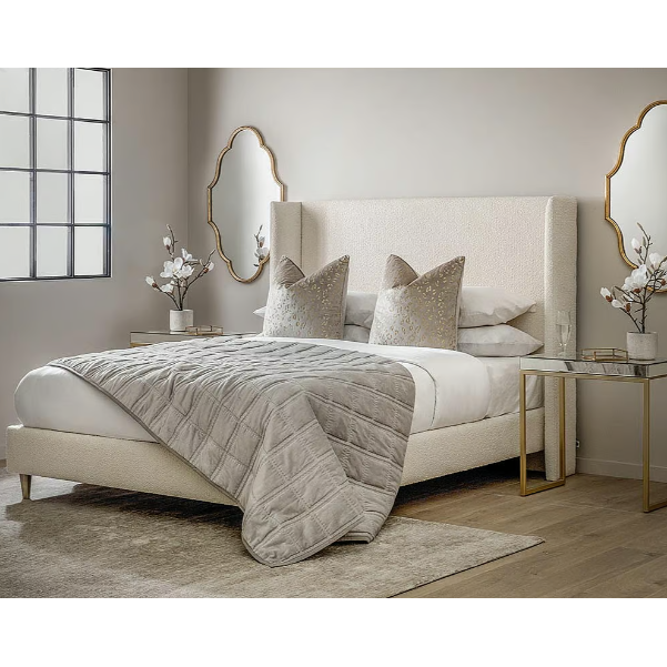 Boucle Wingback Bed