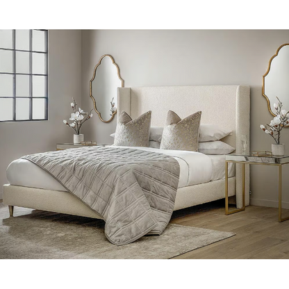 Boucle Wingback Bed